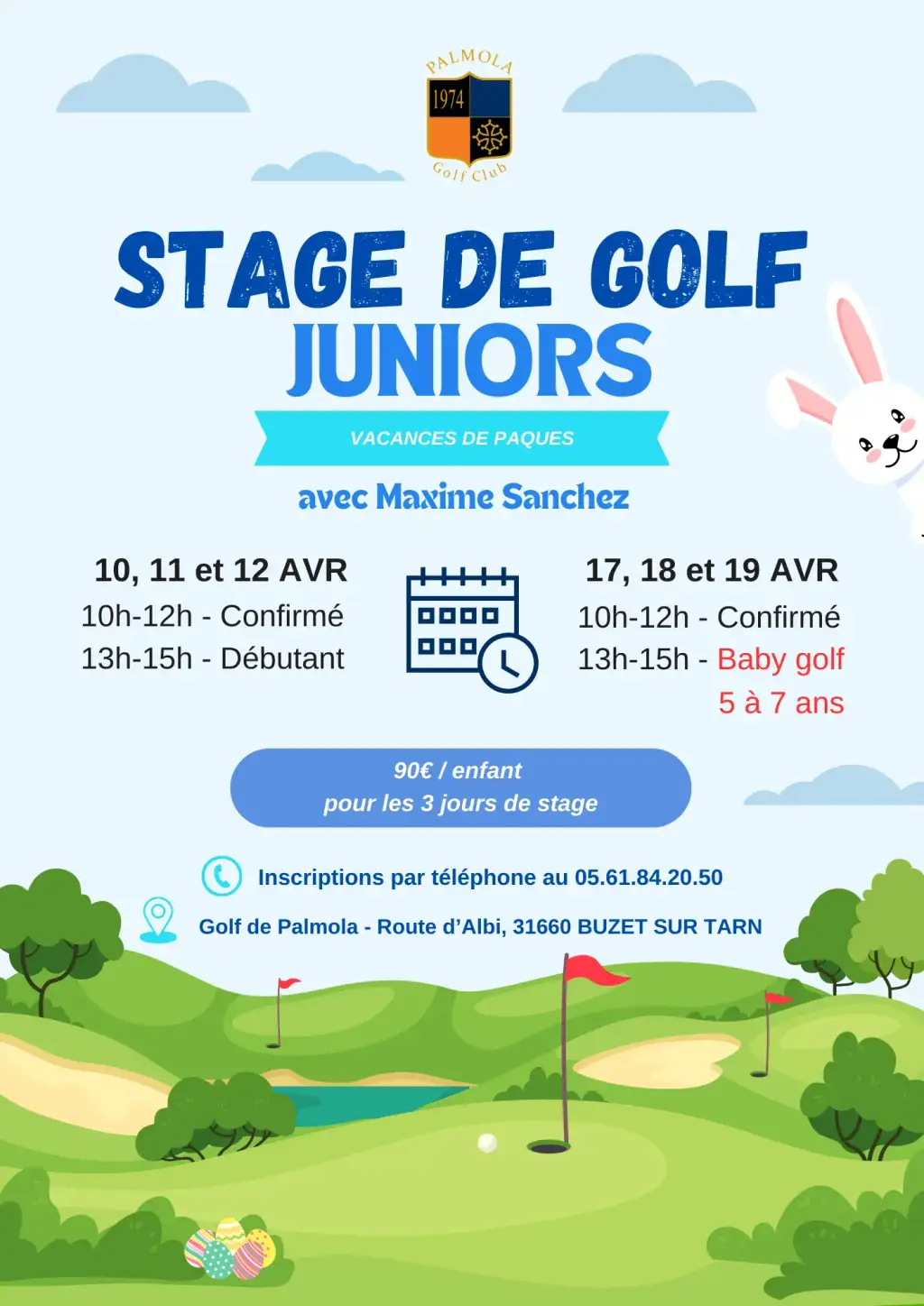 Stages de golf juniors avec Maxime
